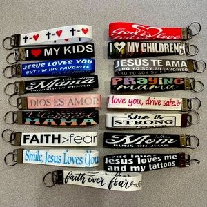 Christian and family related wristlet Keychains